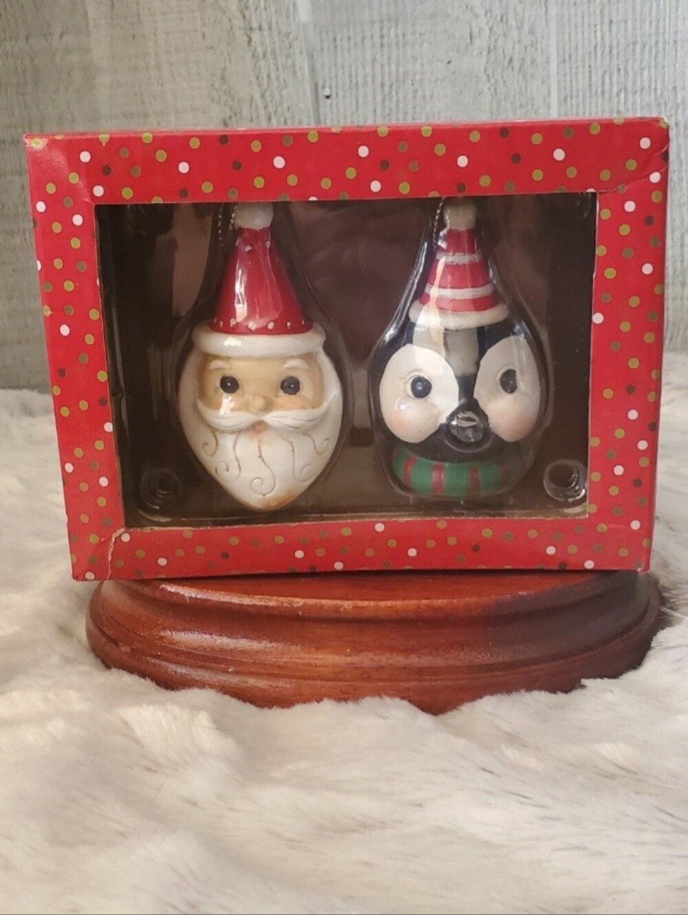 Johanna Parker Santa Penguin Holiday Christmas Ornament Set 3.25"